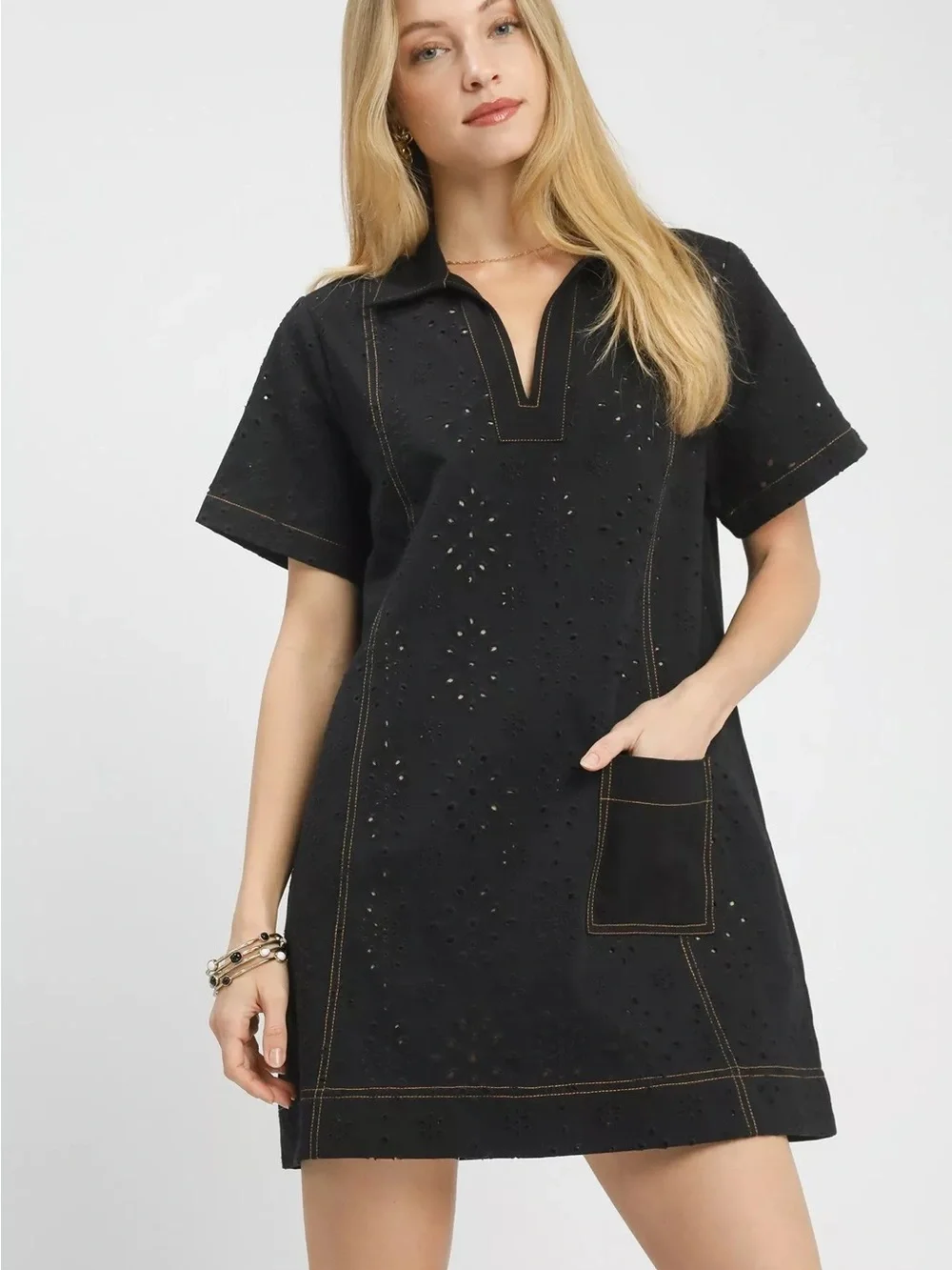 Umgee Black Women's Eyelet Dress Size Small